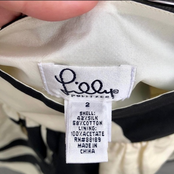 Lilly Pulitzer Party Skirt in Black Soirée Print w/ Removable Self-Tie Sash Bow - Picture 10 of 12